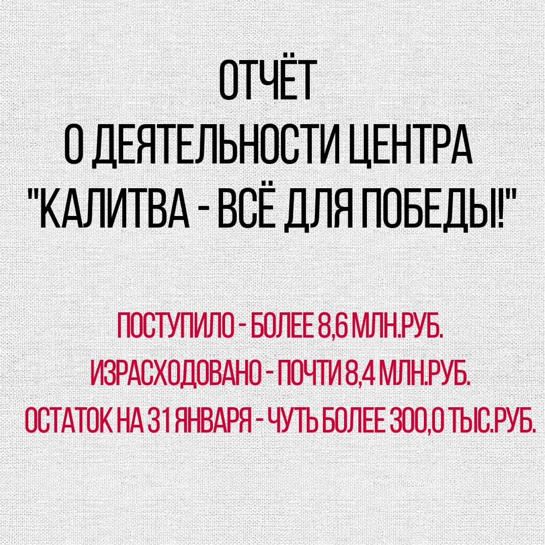 В январе белокалитвинцы перечислили на счет Центра гуманитарной помощи «Калитва – всё для Победы» около 800 тысяч рублей